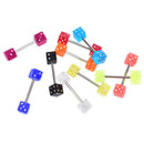 10x/Set Stainless Steel Mixed Dice Barbell Tongue Ring Studs Body Piercing BX