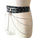 Punk Women Faux Leather Harness Garter Belt Strap Waistband Binding Chain BlacOZ