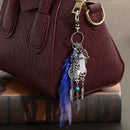 Natural Opal Stone Dreamcatcher Keyring Fashion Jewelry Feather Keychain