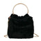 Fashion Soft Plush Handbag Women Shoulder Messenger Bag Travel Tote (Black)