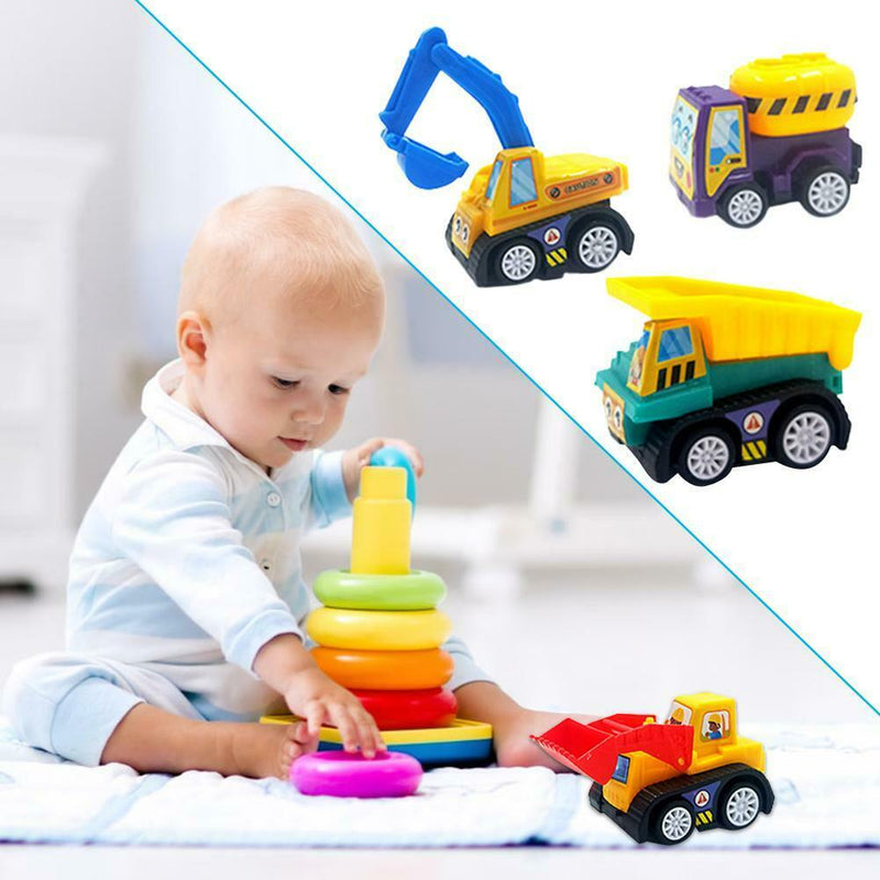 6pcs/Set Mini Cartoon Cars Models Pull Back Engineering Truck Toys Kid Gift