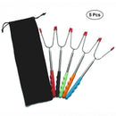 5Pcs Telescoping Stainless Steel Roasting Stick BBQ Hot Dog Forks Kitc DGL TSC