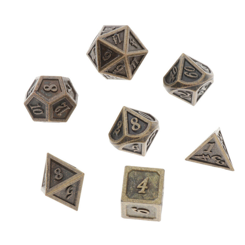 7 Pieces Durable Metal Dices Set - DND Game Polyhedral Solid Metal D&D Dice Set
