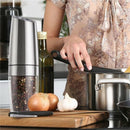 2 PCS Electric Pepper Mill Gravity Salt and Pepper Grinder Set with Metal S
