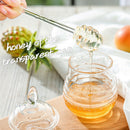 Clear Honey Jar with Dipper and Lid Glass Beehive Honey Pot for Home Kitchen
