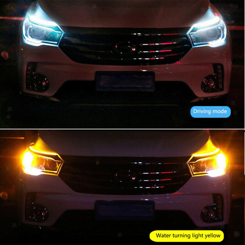 2x Flexible Tube LED Strips Daytime Turn Signal Lights 30cm Red+Yellow