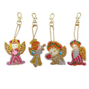 4pcs DIY Full Drill Diamond Paintng Girl Angle Style Special Shape Keychain Gift
