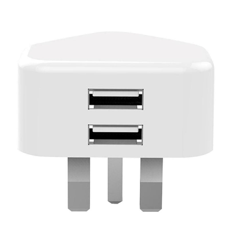Portable Dual 2 Port USB Charger UK Plug 2.4A+1A Phone Travel Wall Adapter