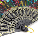 1X(Peacock Folding Hand Held Fans Bulk For Women - Spanish/Chinese/Japanese