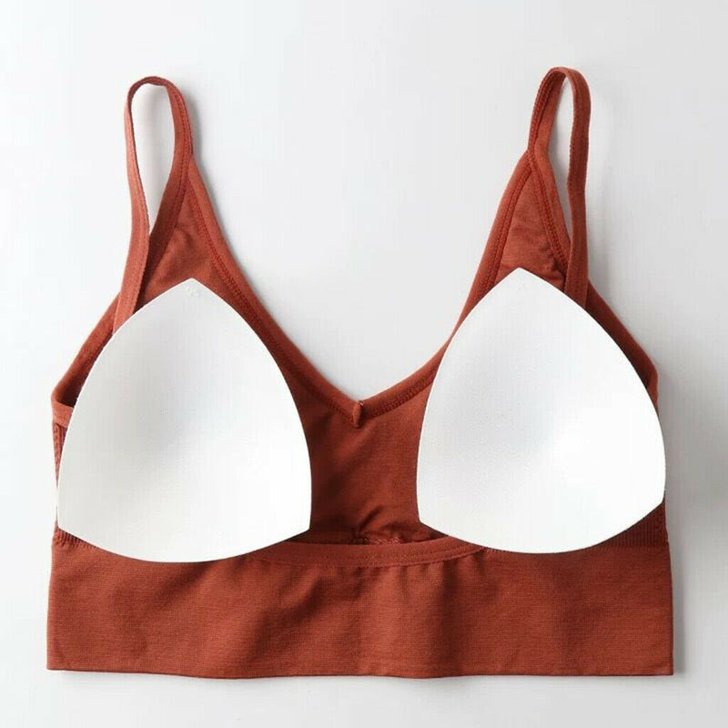 2PCS Fashion V Neck Padded Bralette Beach Comfort Bra Crop Top