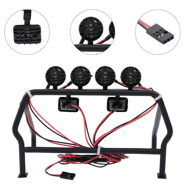 RC Parts Metal Roll Cage Bucket with 6 LED Lights for 1/10 Axial SCX10 RC4W H5D2