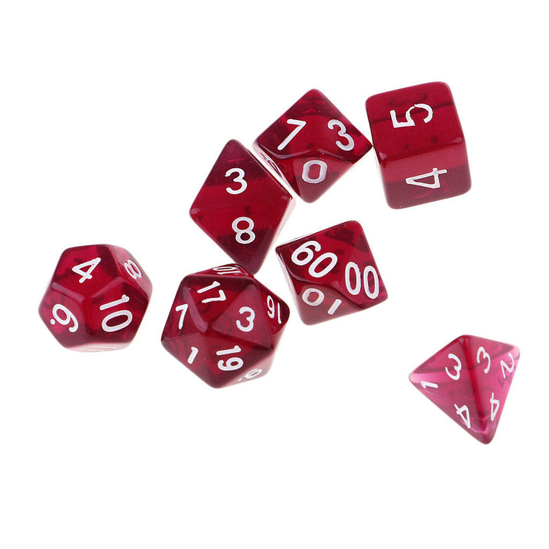 7Pcs Transparent Polygon Dices For Dungeons DND MTG RPG Gaming Dark Purple