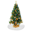 90cm White Christmas Tree Skirt Base Faux Fur Xmas Floor Mat Ornament Decoration