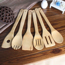 6pcs Bamboo Kitchen Tools Spoons Spatula Wooden Cooking Mixing Utensil OGT