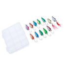 12pcs Spoon Fishing Lures Metal Hard Spinner Baits with Feathers Hooks for Bass