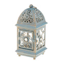 Rustic Lamp House Wrought Iron Lantern Ornament Tea Light Candle Holder Blue