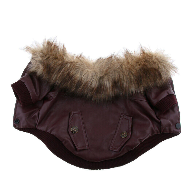 Pet Cat Dog Warm Clothes Winter Coat Dog Cat Pet Jacket Costume Wine Red XL