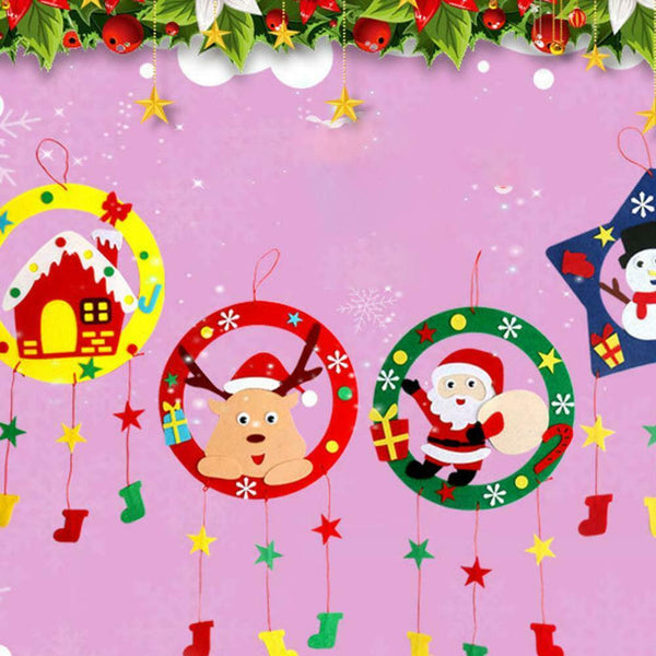 Child Handmade Xmas Garlands Cloth Wreath Art Kindergarten US Rural Style Random