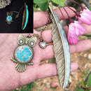 1X Luminous Night Owl Bookmark Label Read Maker Feather Book Mark Stationery 3C