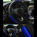 Universal 38cm Car Steering Wheel Cover Anti-Slip PU Leather Blue Dragon Icon