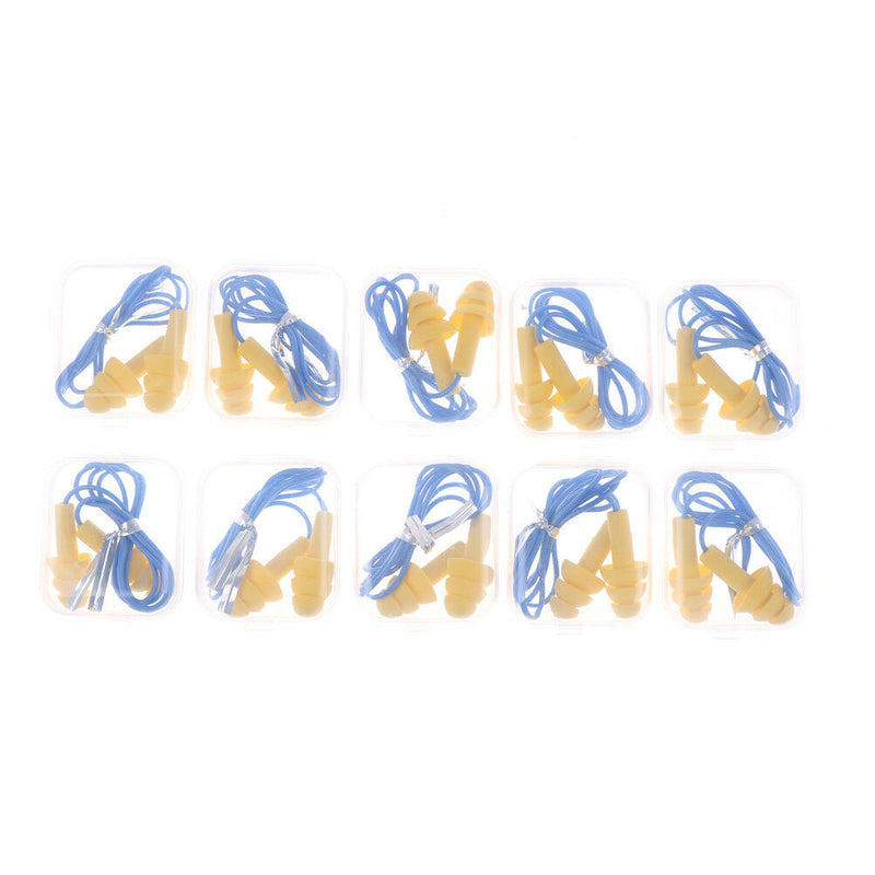 10Pair Soft Silicone Ear Plug Reusable Hearing Protection Earplug With Cord F Ew