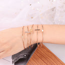 5pcs Fashion Women Geometric Bracelet Open Bangle Casual Jewelry Set Gift