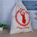 Christmas Red Deer Sack Drawstring Line Bag Large Gift Storage Bag