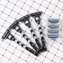 Black 5Pcs/Set 1 Machine + 4 Blades Manual Mens Hair Removal Shaving Razors Z5R7