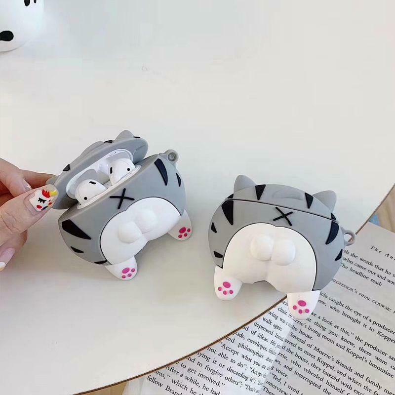 Cute Kitten Pattern Case Silicone Protective Cover for Airpods 1/2 Charging Box
