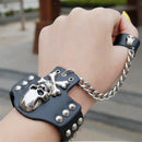 Gothic Rock Punk Black Leather Cuff Bracelet Studded  Bangle Cuff