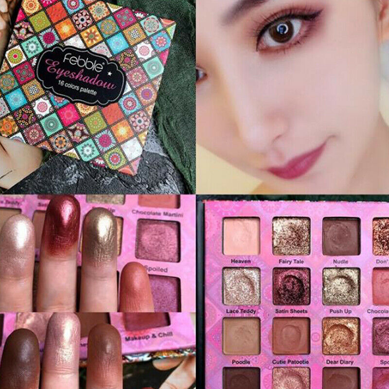 Shimmer Matte Eye Shadow 16Color Glitter Glazed Eyeshadow Pigment Palette Mak Bj