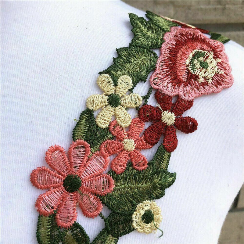 1 Yard Flower Leaves DIY Lace Trim Ribbon Applique Embroidered Sewing Craft Xmas