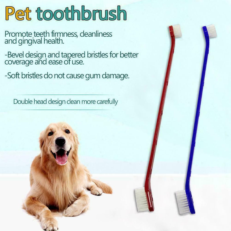2Pcs Safe Plastic Pet Cat Dog Clean Teeth Dual Oral Supplies Cleaning Pet C9R7