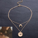 Boho Multilayer Moon Pendant Necklace Choker Chain Statement Necklace Jewelry JR