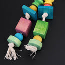 Colorful Moveable Parrot Bird Toys Swing Wood Cotton Chew Rope Funny Toys