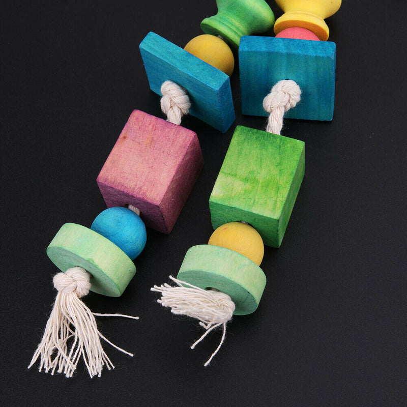 Colorful Moveable Parrot Bird Toys Swing Wood Cotton Chew Rope Funny Toys