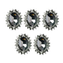 5x Alloy Crystal Oval Craft Button Jewelry Making Accessories Findings Black