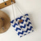 Women Striped Handbag Canvas Large Capacity Shopping Shoulder Bag (Blue) A
