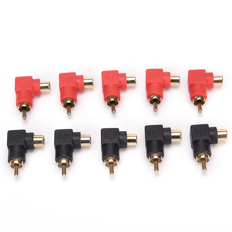 10x RCA right angle connector plug adapters M/F male to female 90degree elbow lj