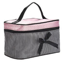 Women Stripe Bow monolayer cosmetic bag (Black) D4K8