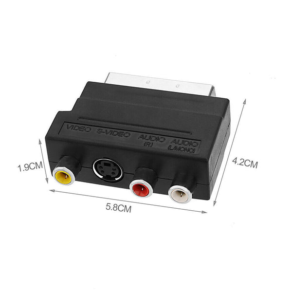 21 Pins SCART 3RCA S-Video Audio Video Adapter Converter with In/Out Switch NEW