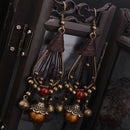 Ethnic Style Jewelry Retro Glass Copper Beaded Bell Earrings