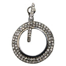 Rhinestone Round Dangle Ear Hoop Women Hollow Drop Earrings Jewelry (Black) A