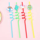 4pcs Drinking Straws Cartoon Owl Rainbow PVC Straws Hawaii Party Table Decor