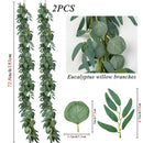 2Pcs 6.5FT Artificial Eucalyptus Garland Backdrop Decor Leaf Vine Green Leaves