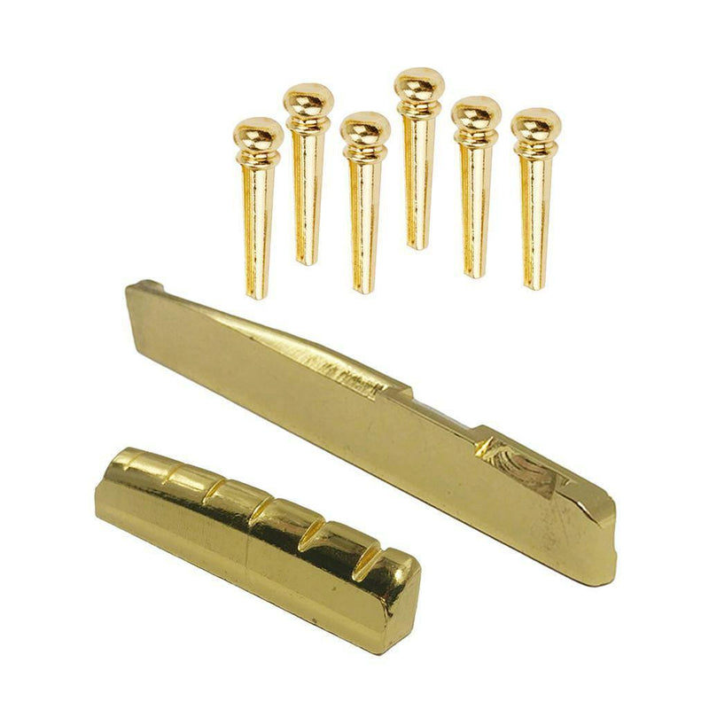 1 Set Brass Bridge Pins Pegs Saddle Nut for Acoustic Folk Guitar Parts