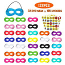 2Pcs Felt Masks + 100 Stickers Set For Kids Halloween Costume Birthday Party