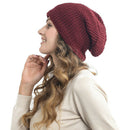 Mens Slouchy Long Beanie Knit Cap for Summer Winter Oversize Jujube red L8N9