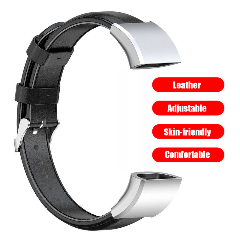 Leather Watchband Strap w/Buckle for Huawei Band 4 Pro TER-B29S (Black)
