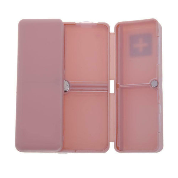 7 Grids Weekly Pill Box Magnet Lid Tablet Storage Box Pill Splitter (Pink)